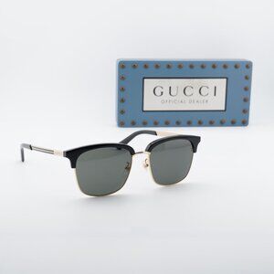 Gucci GG0697S 001 Square Sunglasses - Black/Gold/Grey
